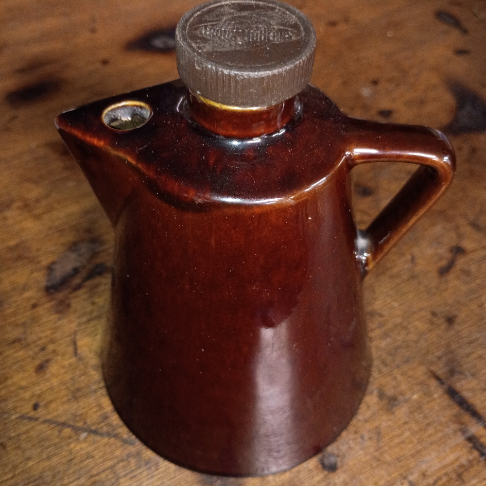 Vintage Brown Ceramic Pitcher 1973 Liquor Bottle